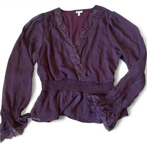 Elegant Purple Lace Trim Blouse(PTP22)
